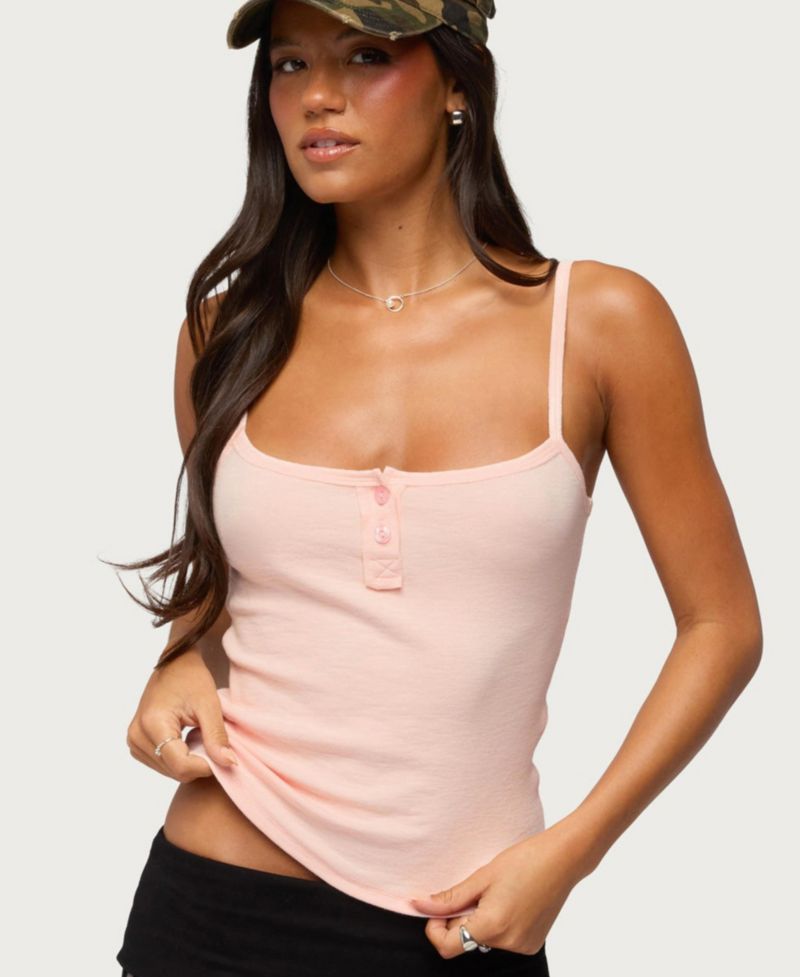 Womens Channa Henley Tank Top