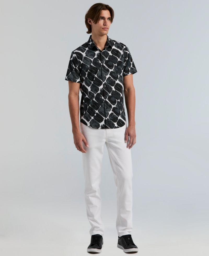 Men's Poplin Abstract Print Short-Sleeve Shirt