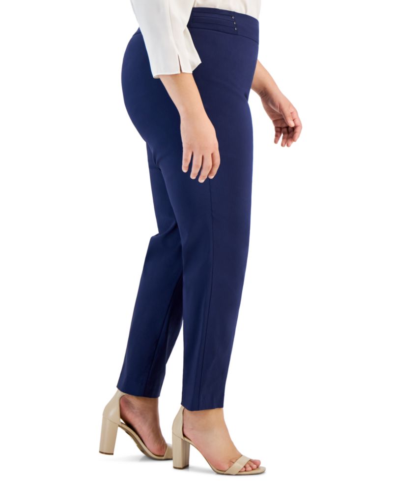 Petite Studded-Rivet Slim-Leg Pants, Petite & Petite Short