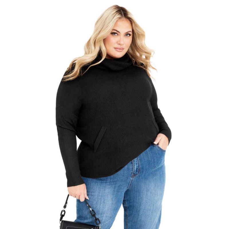 Women's Plus Size Ash Turtleneck Close Fit Sweater