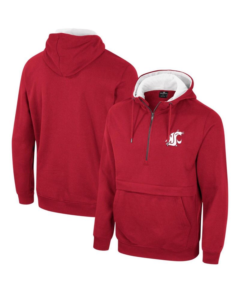 Men's Crimson Washington State Cougars Half-Zip Hoodie