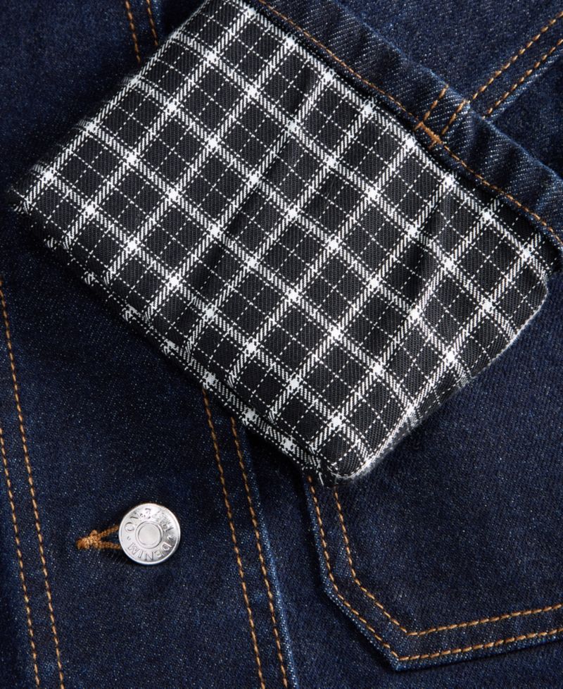 Women's Denim Plaid Cuff Jacket