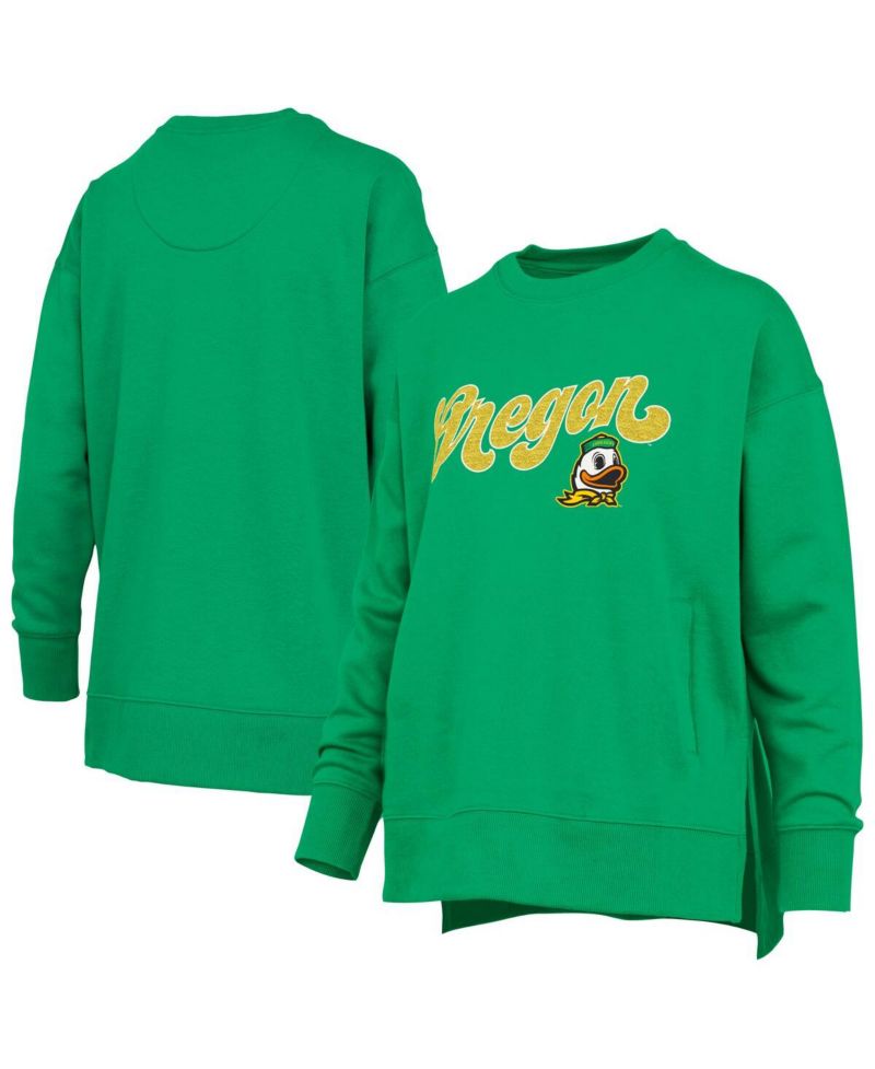 Women's Green Oregon Ducks Bonanza Chenille Harper Script Sweatshirt