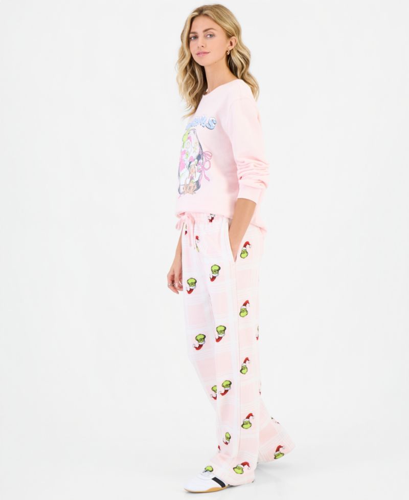 Juniors' Grinch Xmas High-Rise Wide-Leg Pants