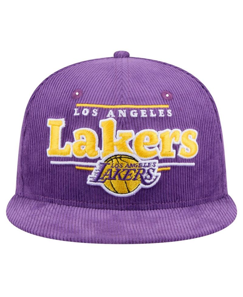 Men's Purple Los Angeles Lakers Throwback Display Corduroy 9FIFTY Snapback Hat