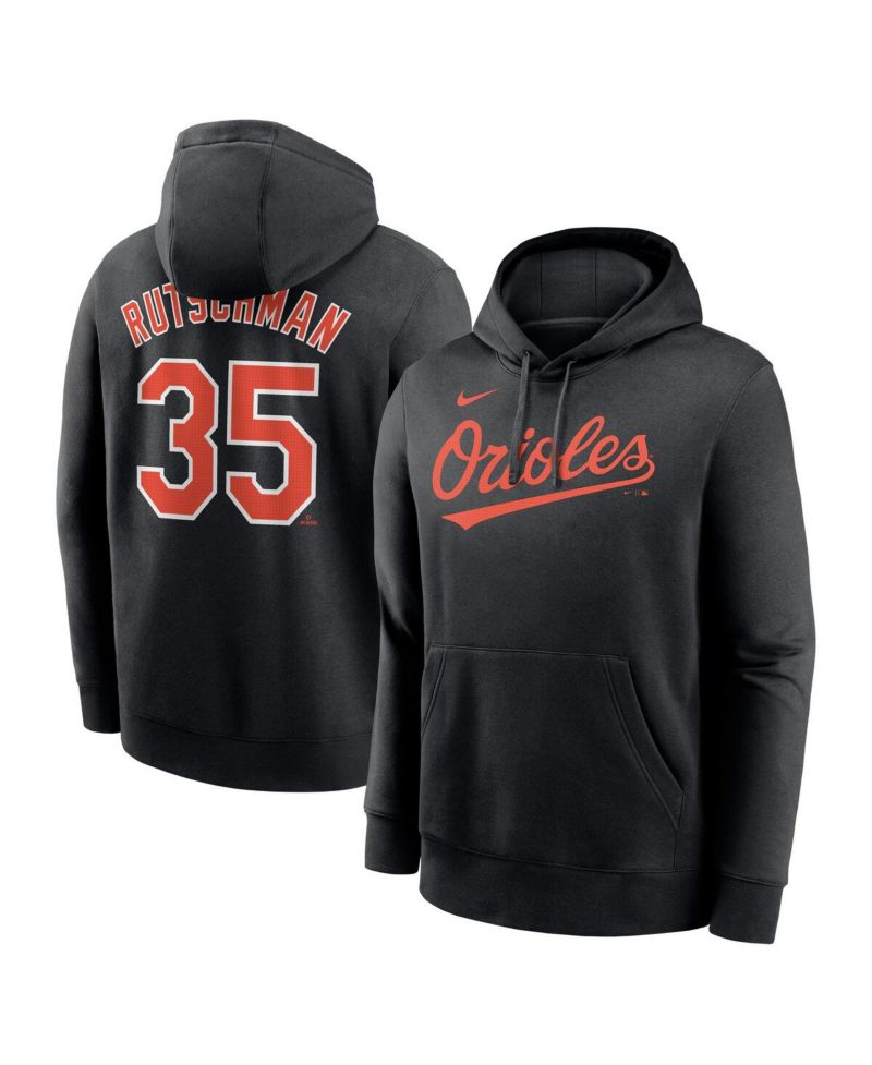 Men's Adley Rutschman Black Baltimore Orioles Player Name & Number Club Pullover Hoodie