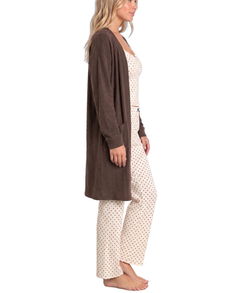 Women's Brushed Pointelle Tank, Duster, and Pants, 3-Piece Set