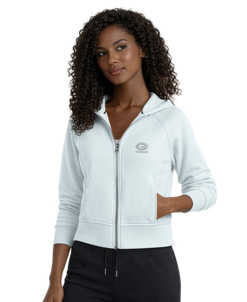 Women's Green Bay Packers Cropped Pastels Full-Zip Hoodie