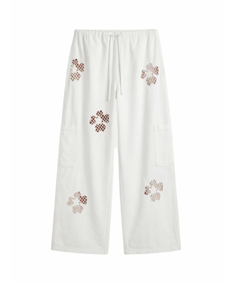 Women's Floral Cutwork Cargo Pants Co-ord