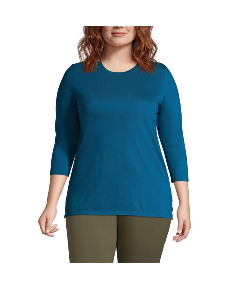 Plus Size 3/4 Sleeve Cotton Supima Tunic Top