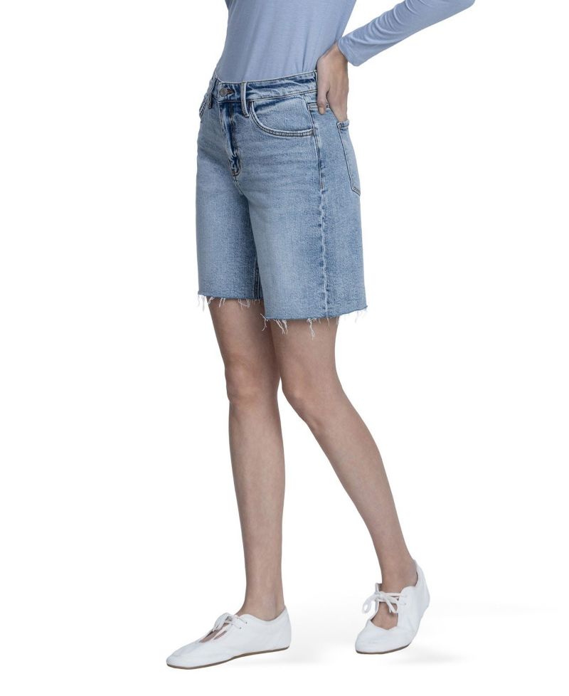 Women's High Rise Raw Hem Denim Shorts