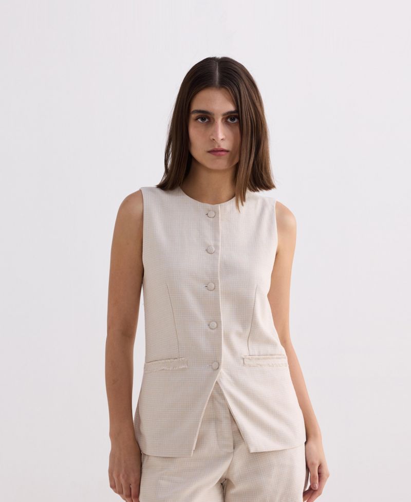 Women's Cotton Tweed Vest Jacket