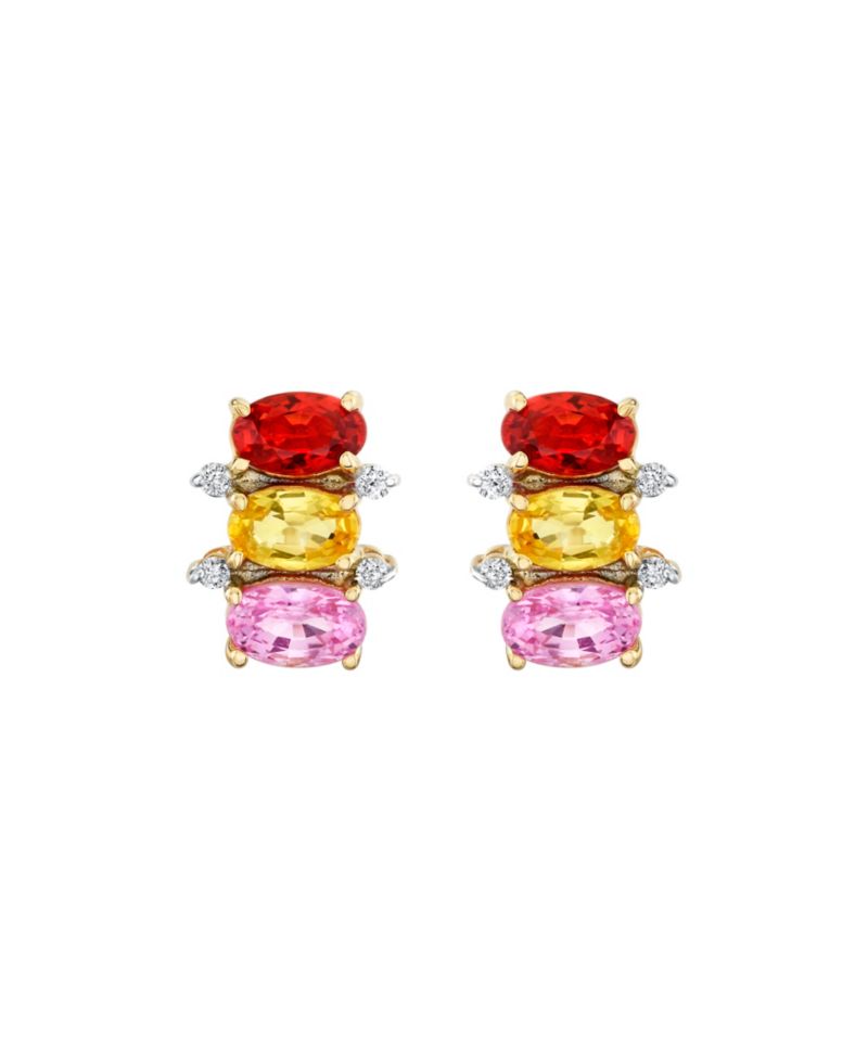 Multicolor-Sapphire (2-1/4 ct. t.w.) Stud Earrings in 14k Yellow Gold