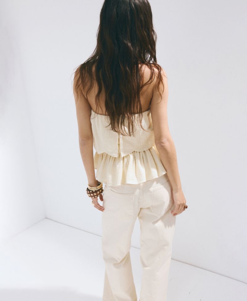 Women's Embroidered Details Crinkled Top