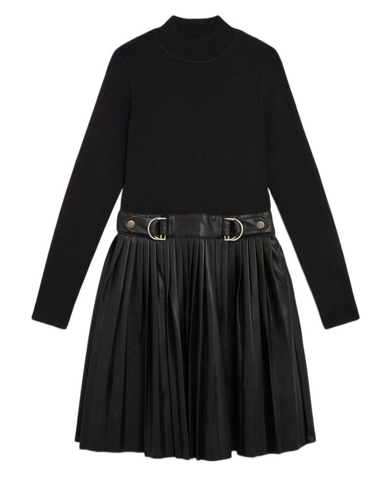 Women's Knitted Top Pleated Skater Dress