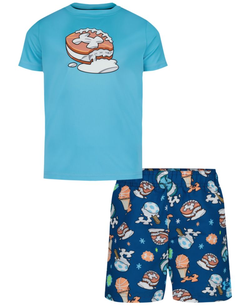 Boys' 4-7 Ice-Cream Printed Swim T-Shirt and Shorts, 2-Piece Set