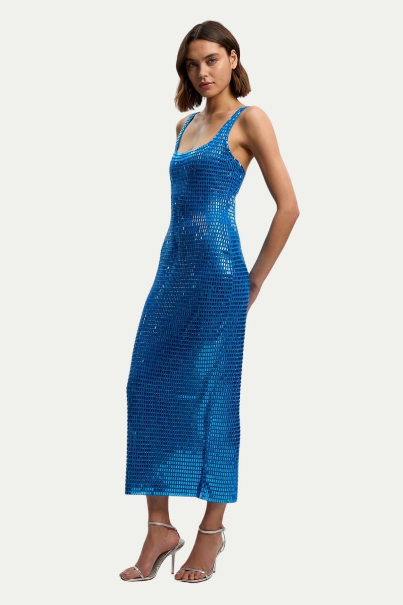 Women's Crystal Embellished Jersey Midi Dress