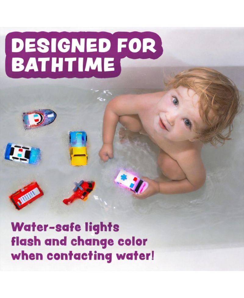 12 Pack Light Up Bath Cars Water-Activated Flashing Sensory Toys