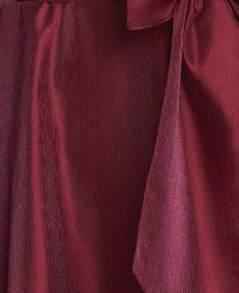 Women's V-Neck Long Sleeve Metallic Organza Gown