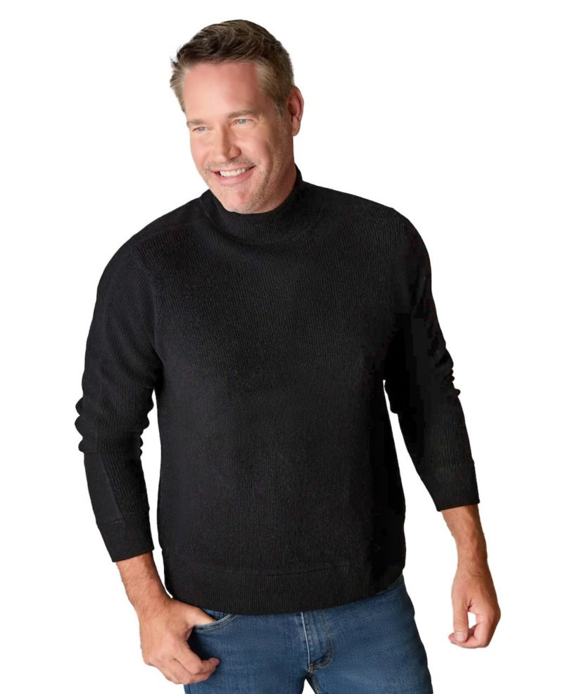 Men's Itch-Free Merino Wool Mock Neck Sweater with Lining
