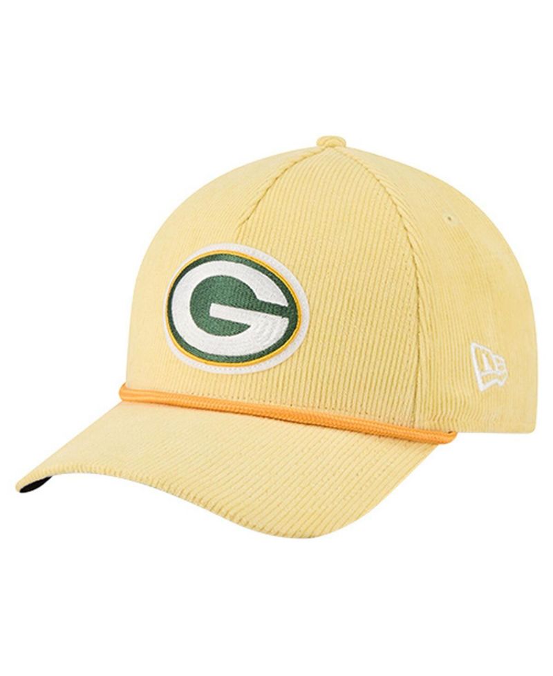 Men's Gold Green Bay Packers Cord Corduroy 9FORTY A-Frame Adjustable Hat
