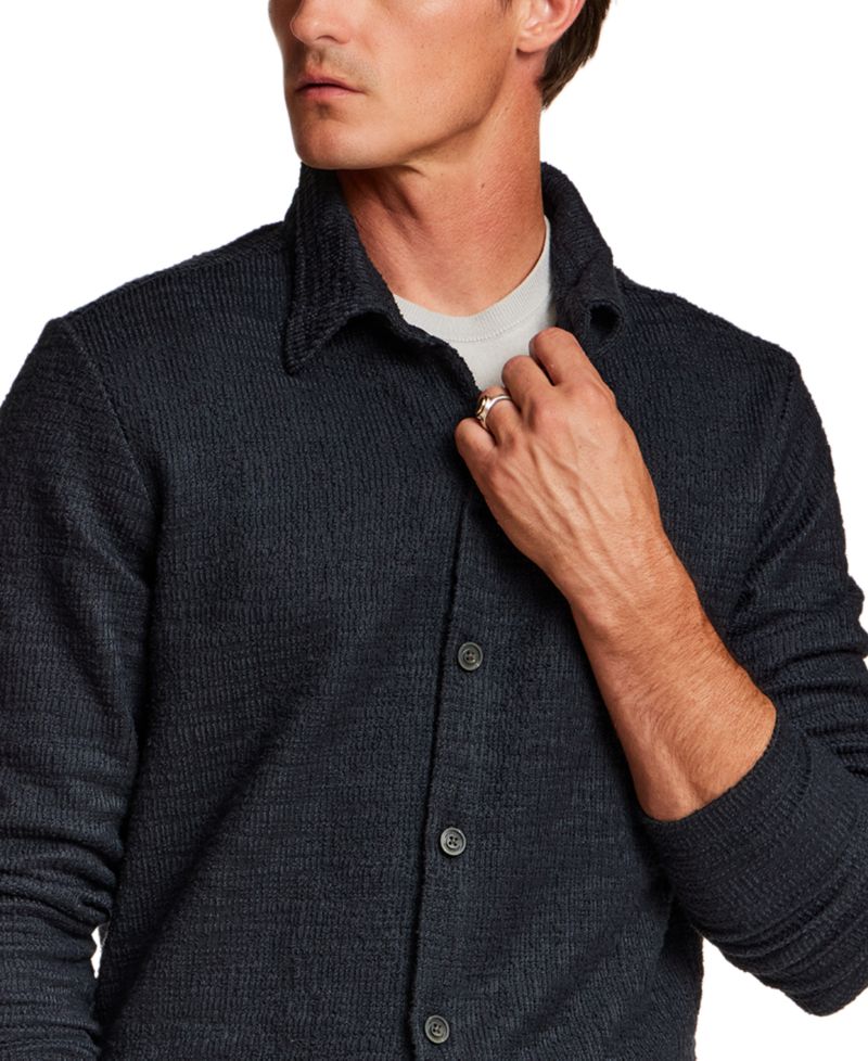 Men's Slub Terry Button-Down Overshirt Jacket