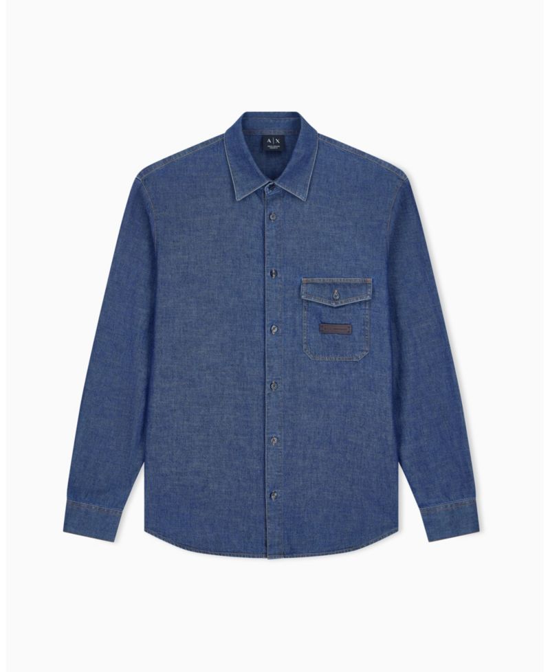 Men's Long Sleeve Cotton Denim Woven Shirt