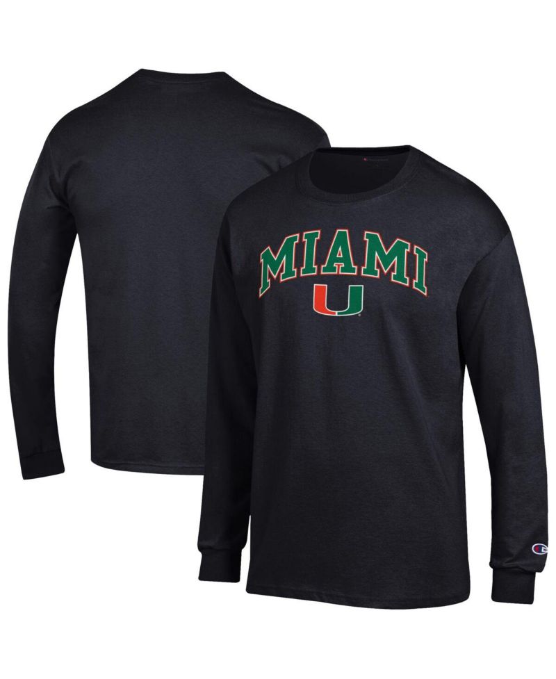 Men's Orange Miami Hurricanes Arch Over Logo Long Sleeve T-Shirt