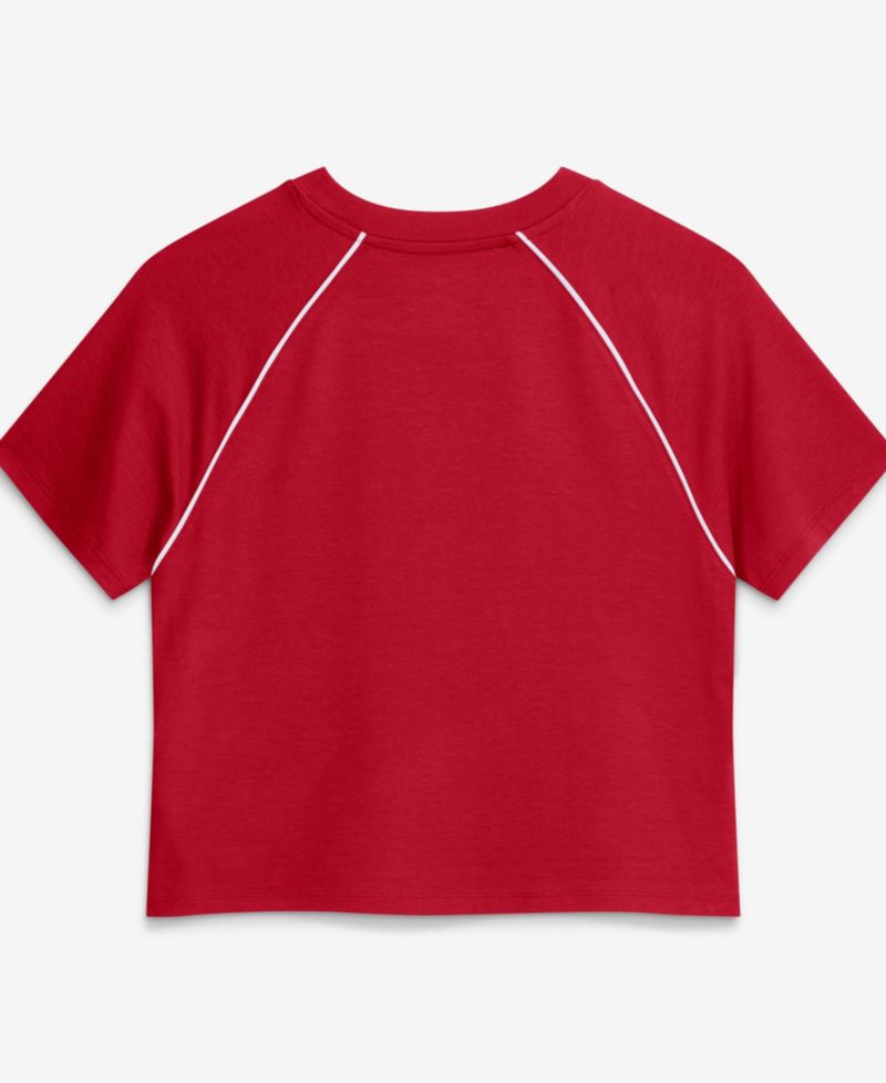 Women's Scarlet San Francisco 49ers Offensive Scheme Raglan Tri-Blend Cropped Top