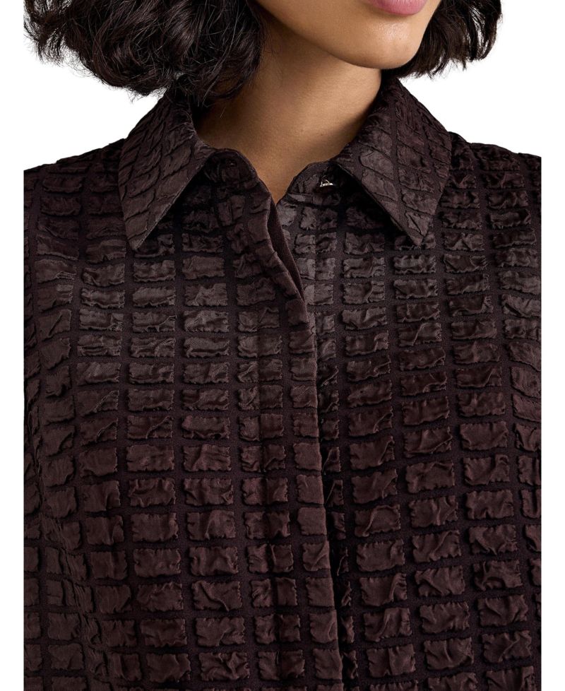Women's Yasmine Textured Puff-Sleeve Pocket Mini Shirt Dress