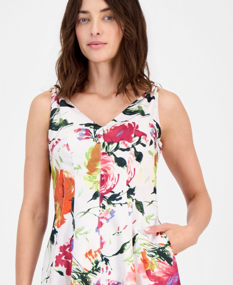 Women's Printed Sleeveless Fit & Flare Dress