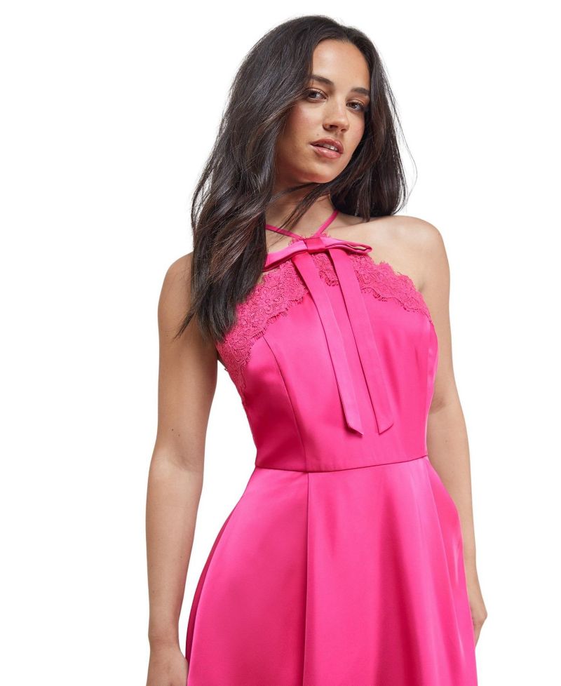 Women's Lace Detail Midi Prom Dress