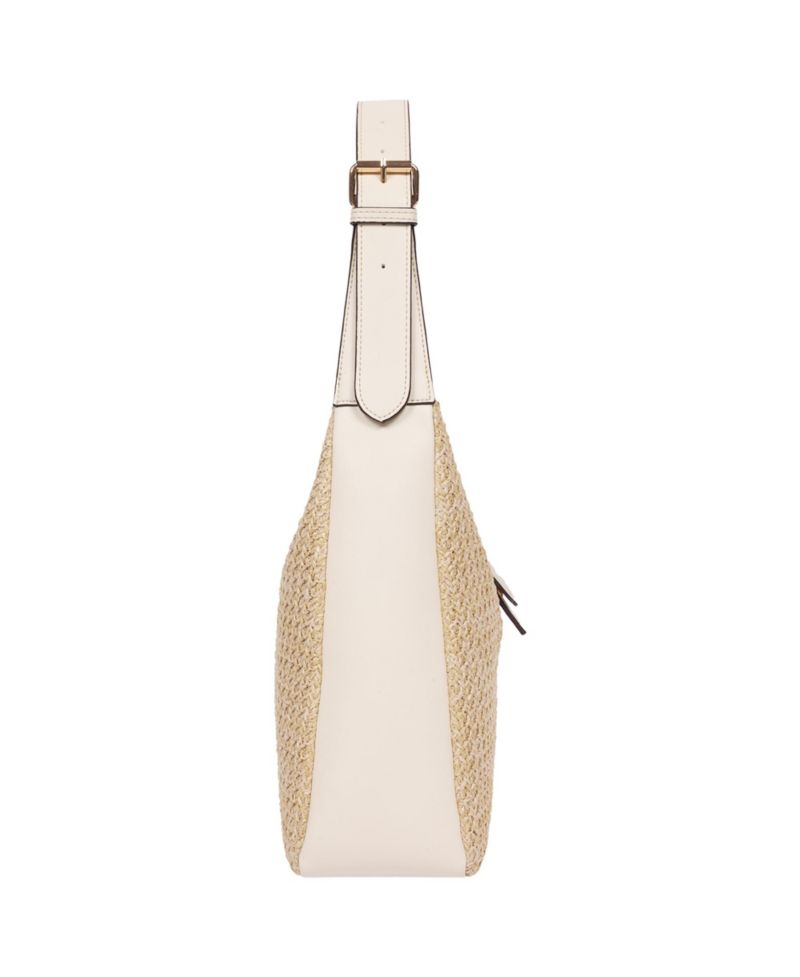 Logo Tab Raffia Hobo Bag - Woven Straw Shoulder Bag with Pineapple Accent