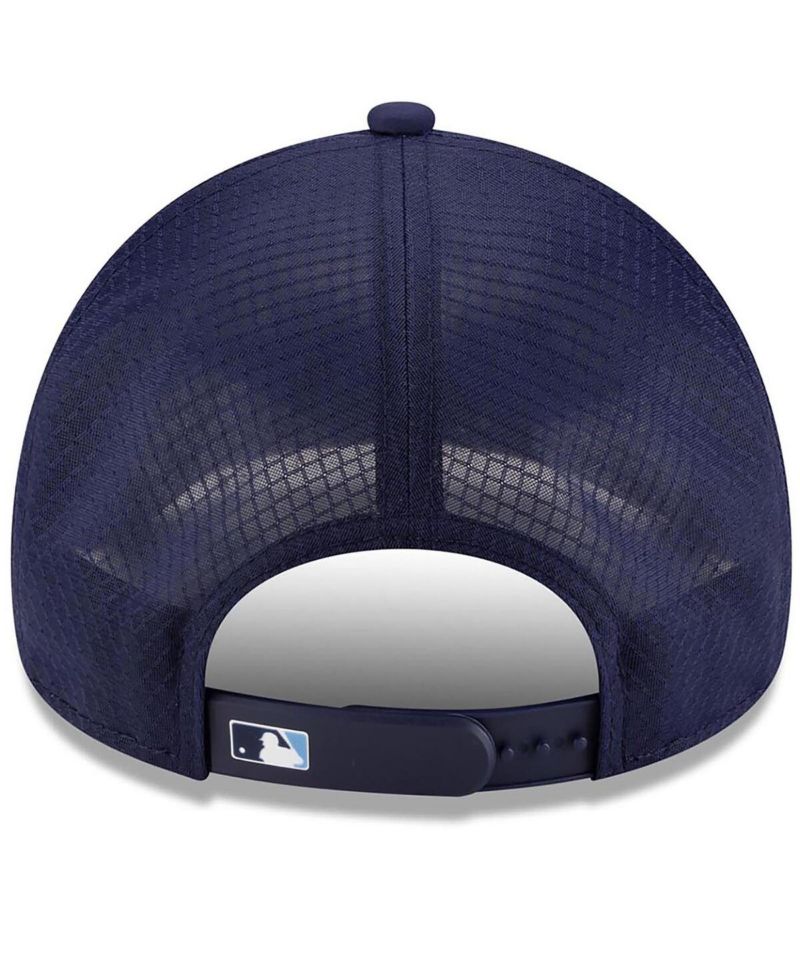 Men's Navy Tampa Bay Rays 2026 Batting Practice Apex 9FORTY Adjustable Trucker Hat