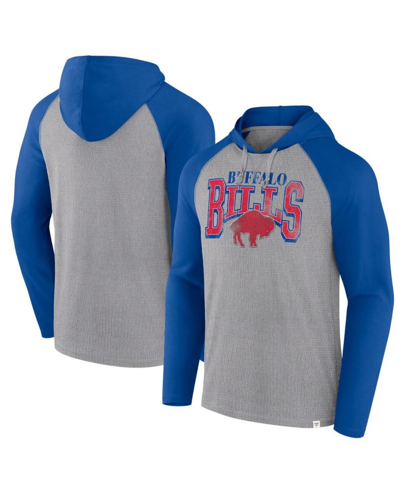 Men's Gray/Royal Buffalo Bills Under Center Long Sleeve Hoodie T-Shirt