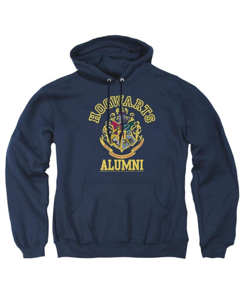 Men's Hogwarts Alumni Crest Pullover Graphic Kangaroo-Pocket Hoodie