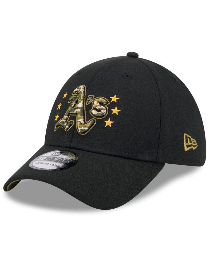 Men's Black Oakland Athletics 2024 Armed Forces Day 39THIRTY Flex Hat