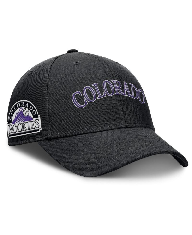 Men's Black Colorado Rockies Rise Gaberdine Adjustable Hat