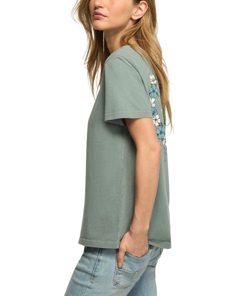 Women's Heart Lotus Classic Crew Retro Graphic T-Shirt