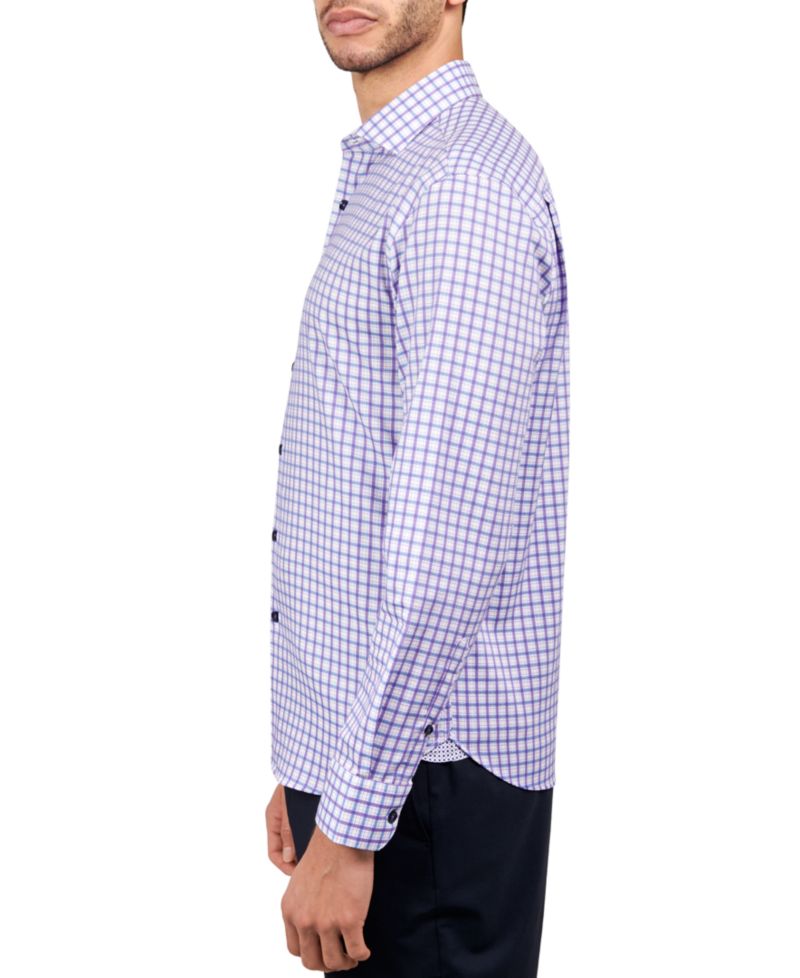 Men's Regular-Fit Windowpane Check Dress Shirt