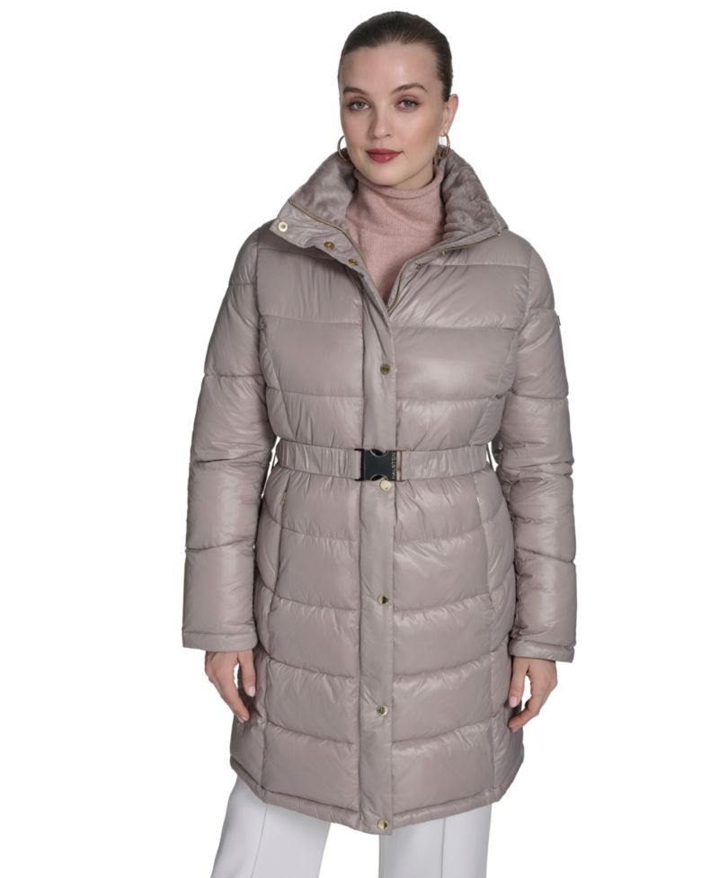 Women's Stand Collar Belted Puffer Coat