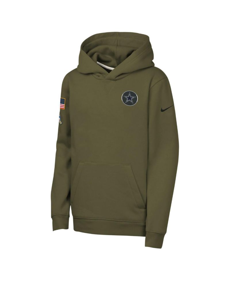 Big Boys and Girls Olive Dallas Cowboys 2025 Salute to Service Club Fleece Hoodie