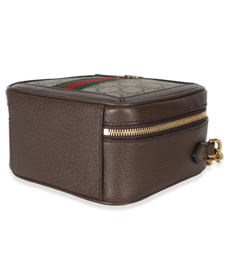 Beige Ebony GG Supreme Canvas Web Ophidia Mini Top Handle Shoulder Bag