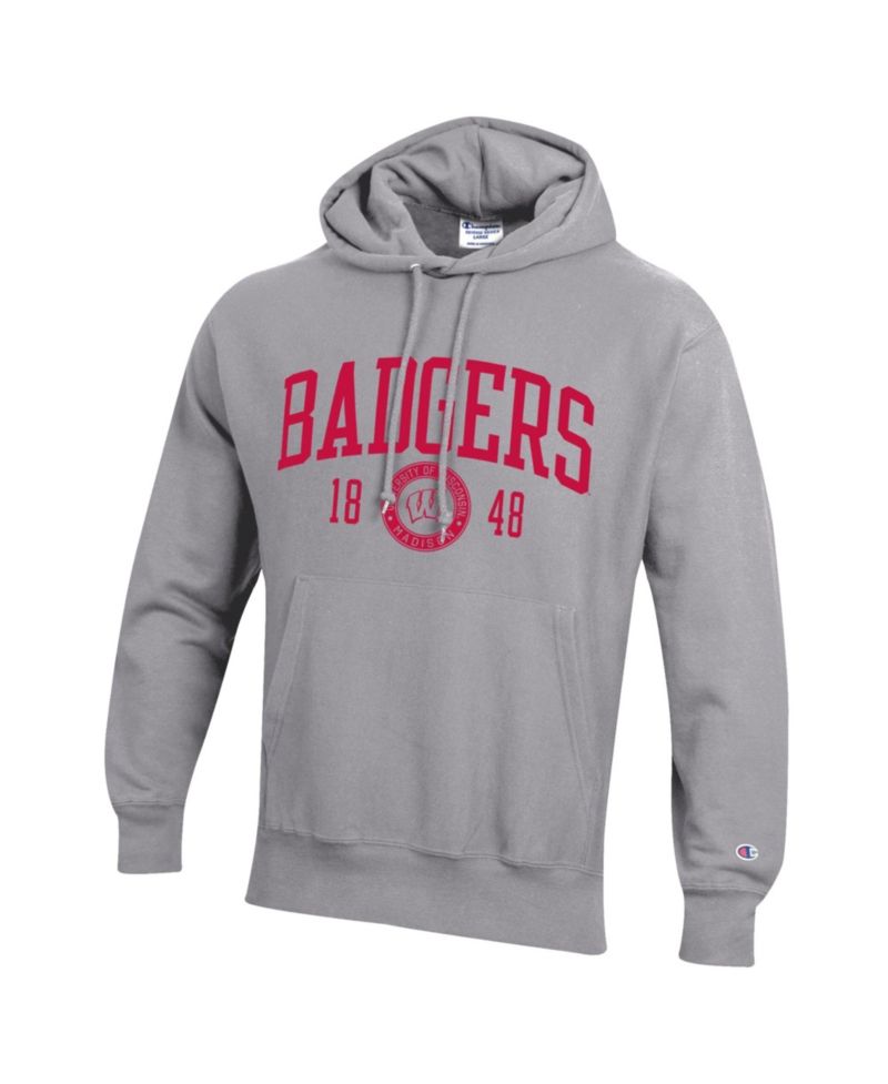 Men's Heather Gray Wisconsin Badgers Established Reverse Weave Hoodie