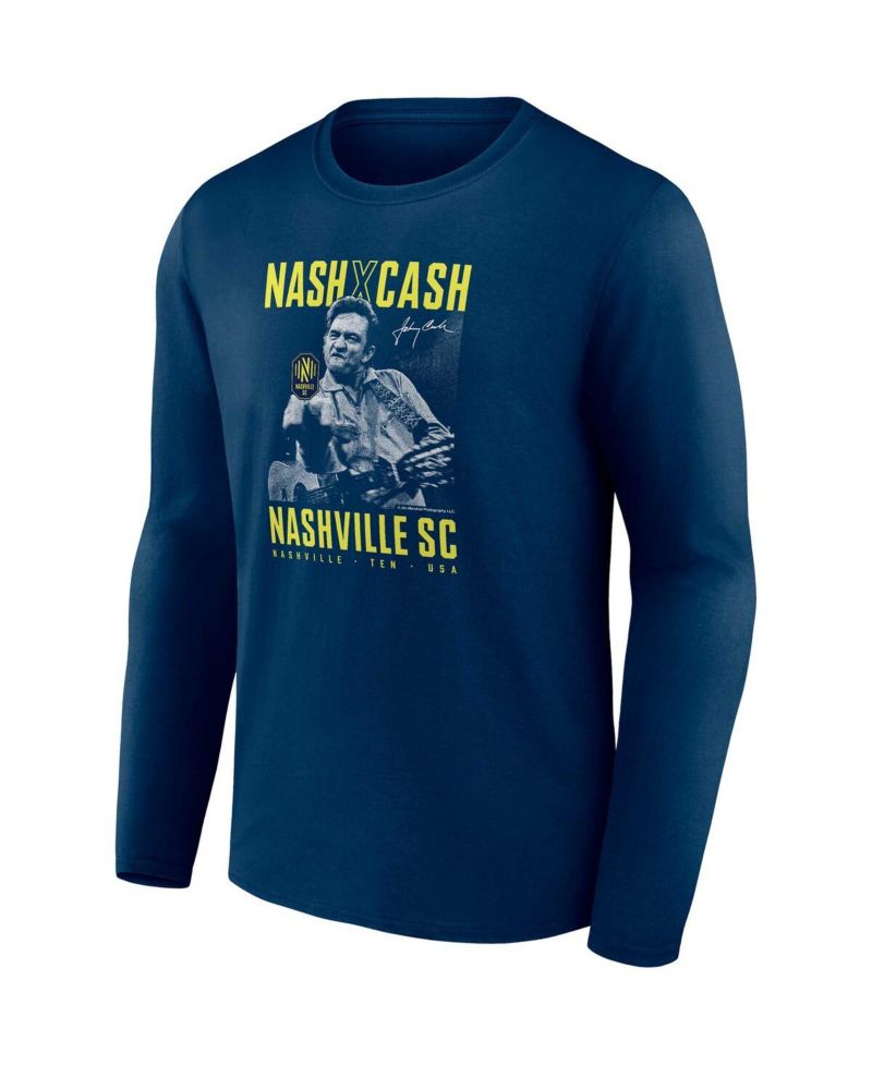 Men's Navy Nashville SC Johnny Cash Finger Long Sleeve T-Shirt