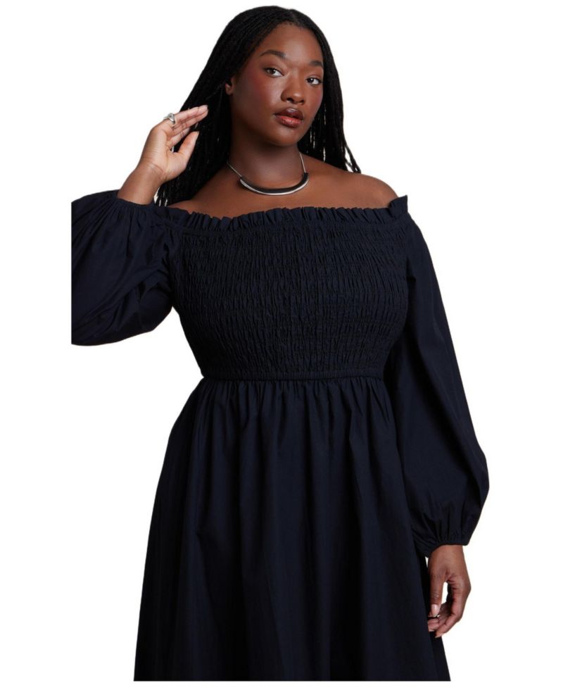 Women's Long Sleeve Smocked Maxi Dress