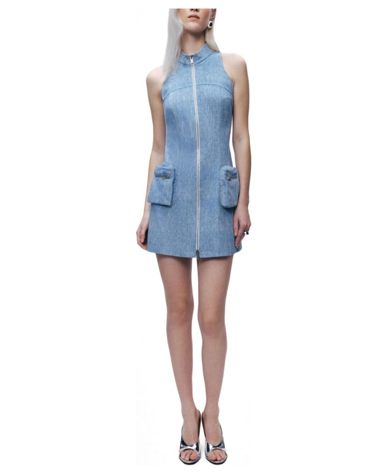 Women's Pocket and Stone Detail Halter neck Mini Dress