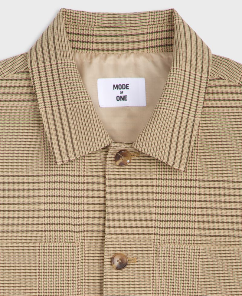 Men's Glen Plaid Relaxed-Fit Stretch Overshirt