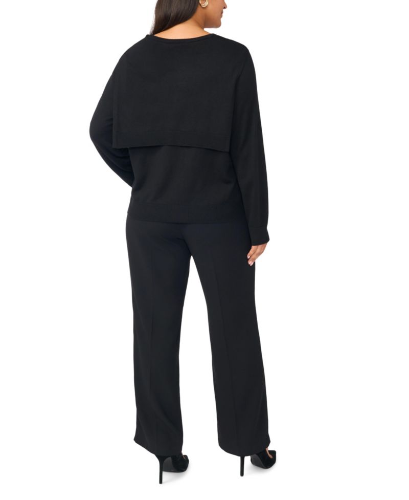 Plus Size Faux-Wrap V-Neck Sweater