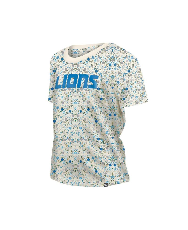 Women's Cream Detroit Lions Glam Game Floral T-Shirt